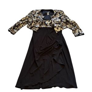 Alex Evenings Black Dress with Gold Accents